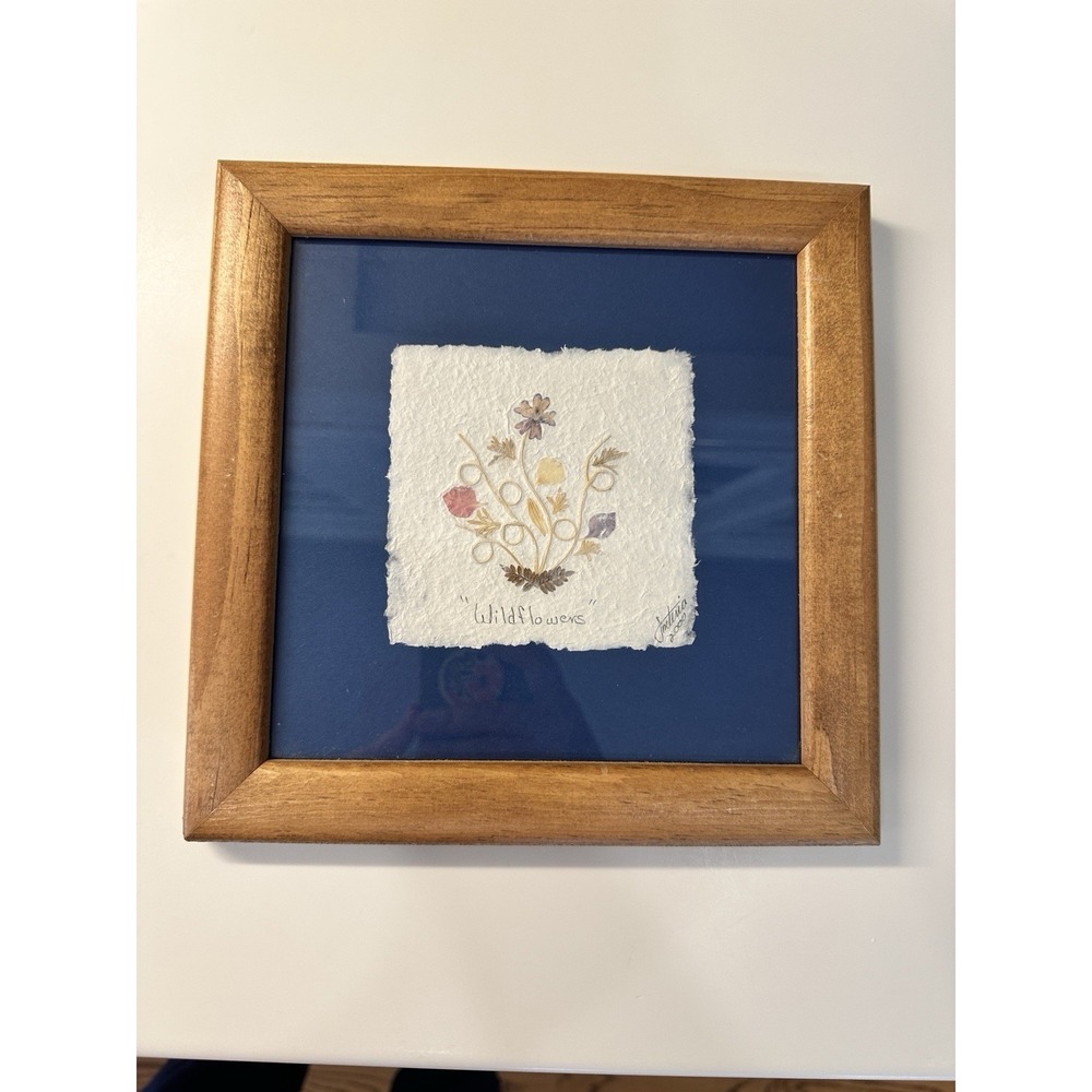 "Wildflowers" Pressed Flowers Wooden Framed Wall Art Signed Interia 2000